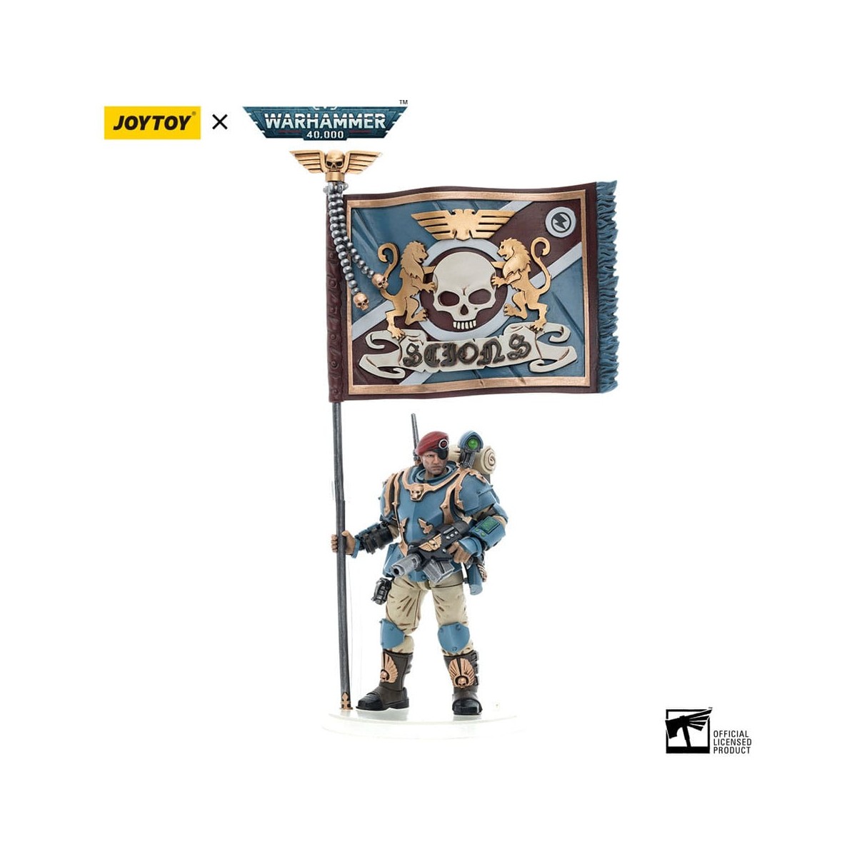 JoyToy Space Marines - Astra Militarum Tempestus - Escuadra Scions 55Th Kappic Eagles Portaestandarte 1/18 - Warhammer 40K