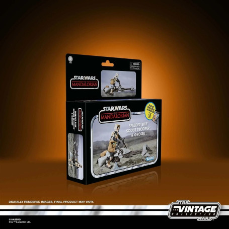 Hasbro - Star Wars La Colección Vintage - Speeder Bike, Scout Trooper y Grogu - El Mandaloriano
