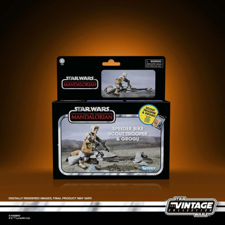 Hasbro - Star Wars La Colección Vintage - Speeder Bike, Scout Trooper y Grogu - El Mandaloriano
