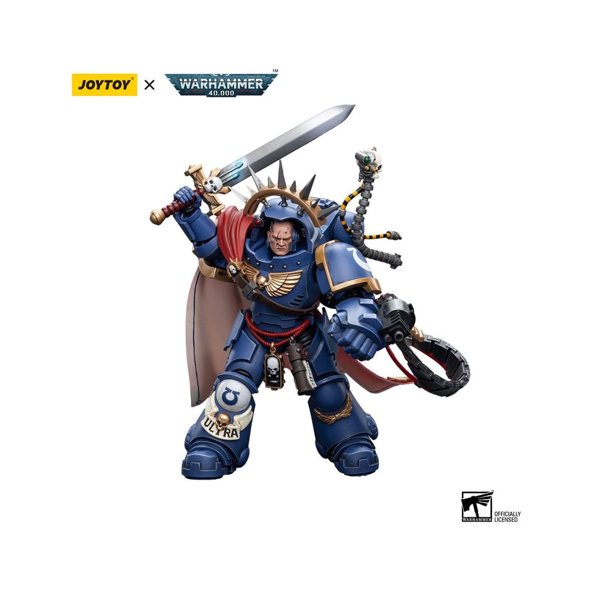 JoyToy Marines Espaciales - Ultramarines - Capitán Ultramarines con armadura Gravis 1/18 - Warhammer 40K