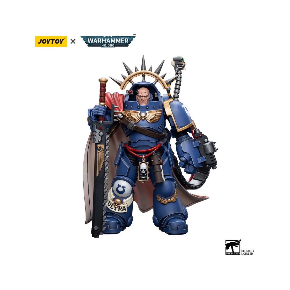 JoyToy Marines Espaciales - Ultramarines - Capitán Ultramarines con armadura Gravis 1/18 - Warhammer 40K