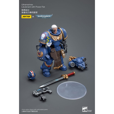 JoyToy Marines Espaciales - Ultramarines - Ultramarines Teniente con Puño de Poder 1/18 - Warhammer 40K