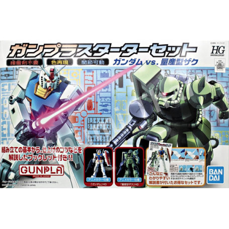 Bandai - Gunpla - Gundam 1/144 HG - Gunpla Starter Set RX-78-2 y MS-06F Zaku II - Mobile Suit Gundam