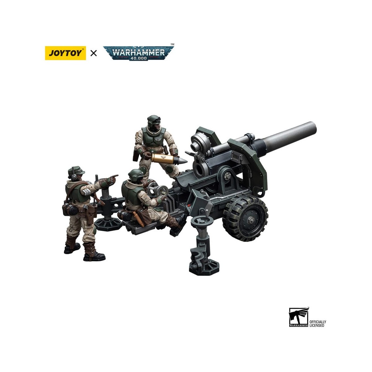 JoyToy Marines Espaciales - Astra Militarum - Equipo de Artillería con Cañón de Campo Bombast 1/18 - Warhammer 40K