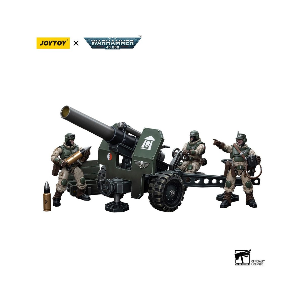 JoyToy Marines Espaciales - Astra Militarum - Equipo de Artillería con Cañón de Campo Bombast 1/18 - Warhammer 40K