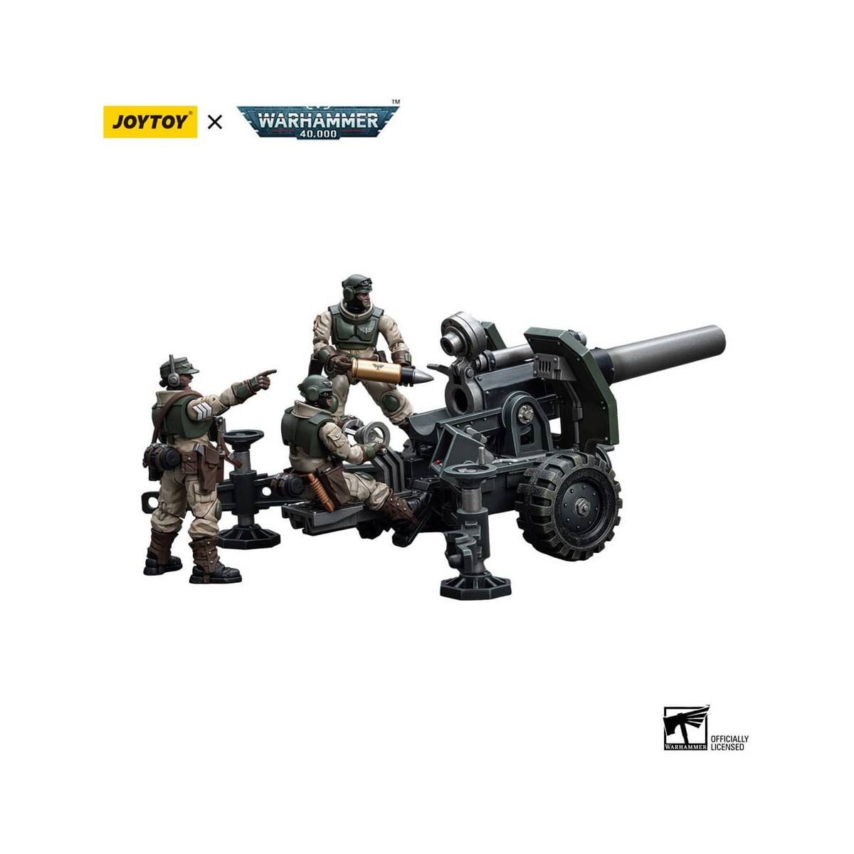JoyToy Marines Espaciales - Astra Militarum - Equipo de Artillería con Cañón de Campo Bombast 1/18 - Warhammer 40K