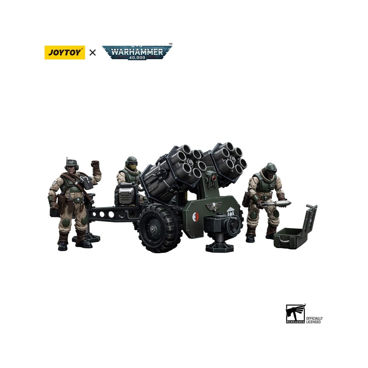 JoyToy Marines Espaciales - Astra Militarum - Equipo de Artillería con Cañón de Campo Bombast 1/18 - Warhammer 40K