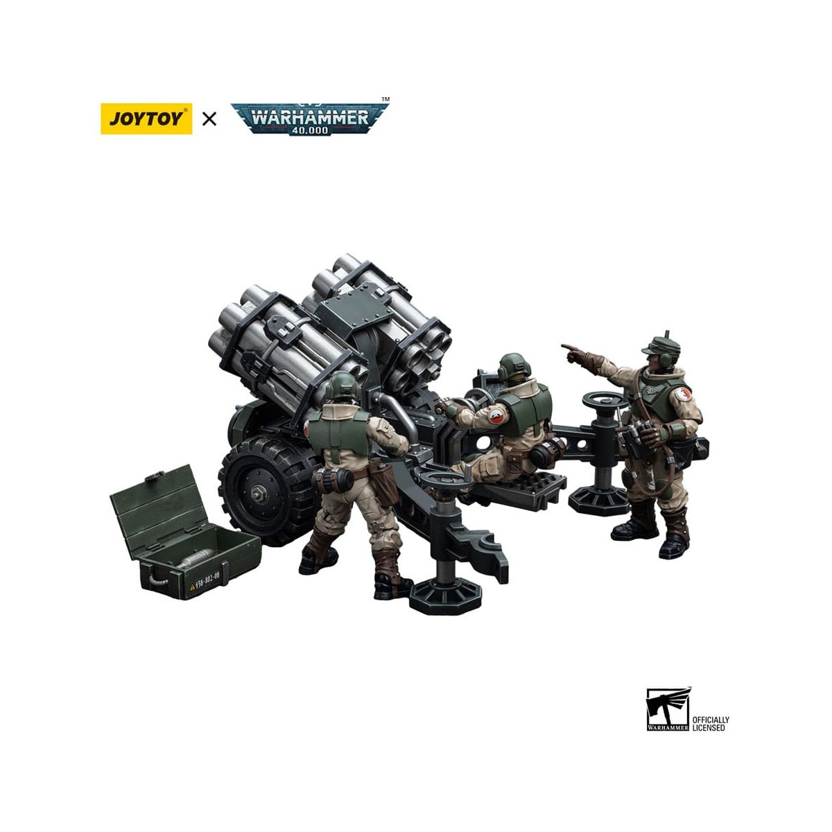 JoyToy Marines Espaciales - Astra Militarum - Equipo de Artillería con Cañón de Campo Bombast 1/18 - Warhammer 40K