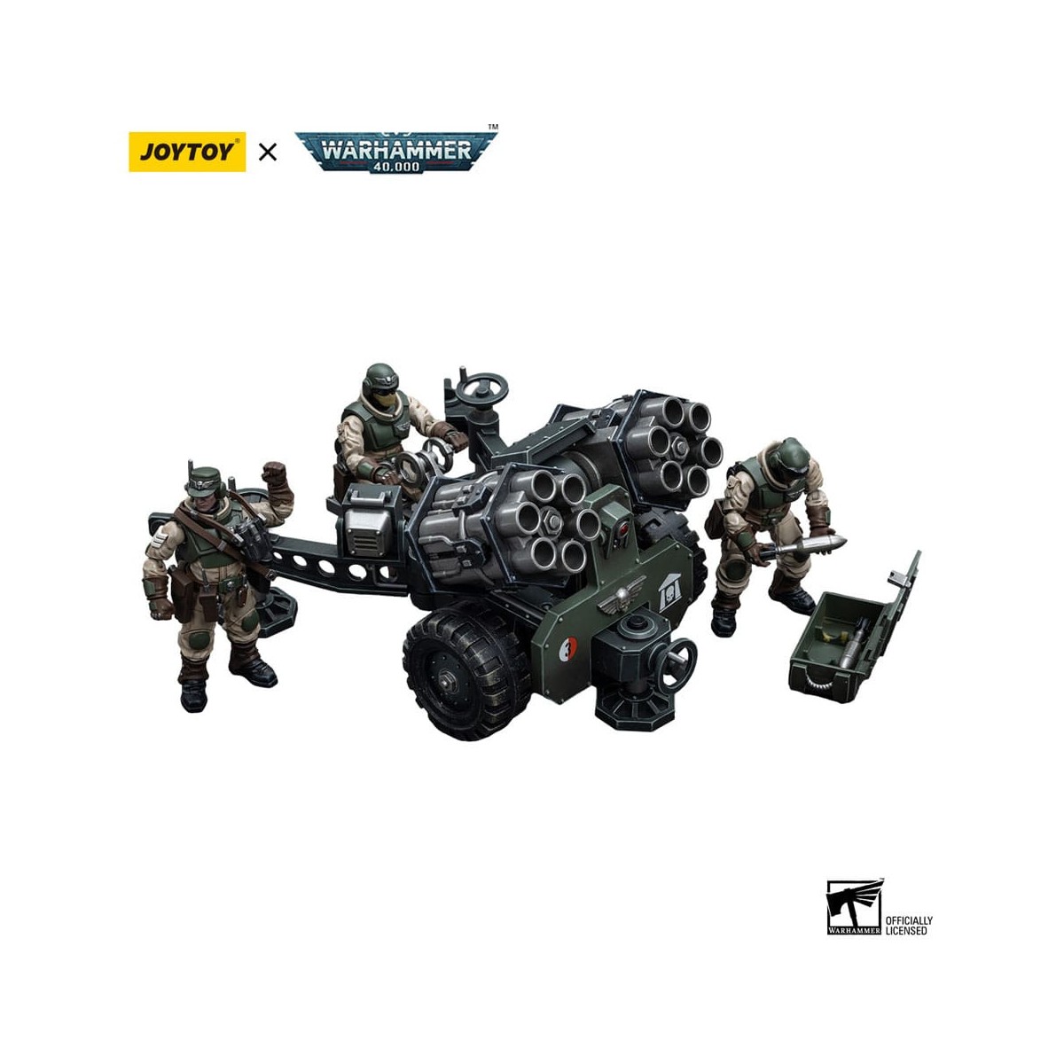JoyToy Marines Espaciales - Astra Militarum - Equipo de Artillería con Cañón de Campo Bombast 1/18 - Warhammer 40K