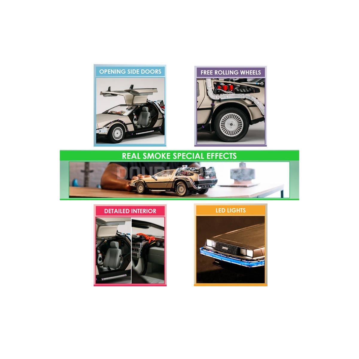 Takara Tomy - Regreso al Futuro - Réplica de la máquina del tiempo DeLorean de fundición a presión