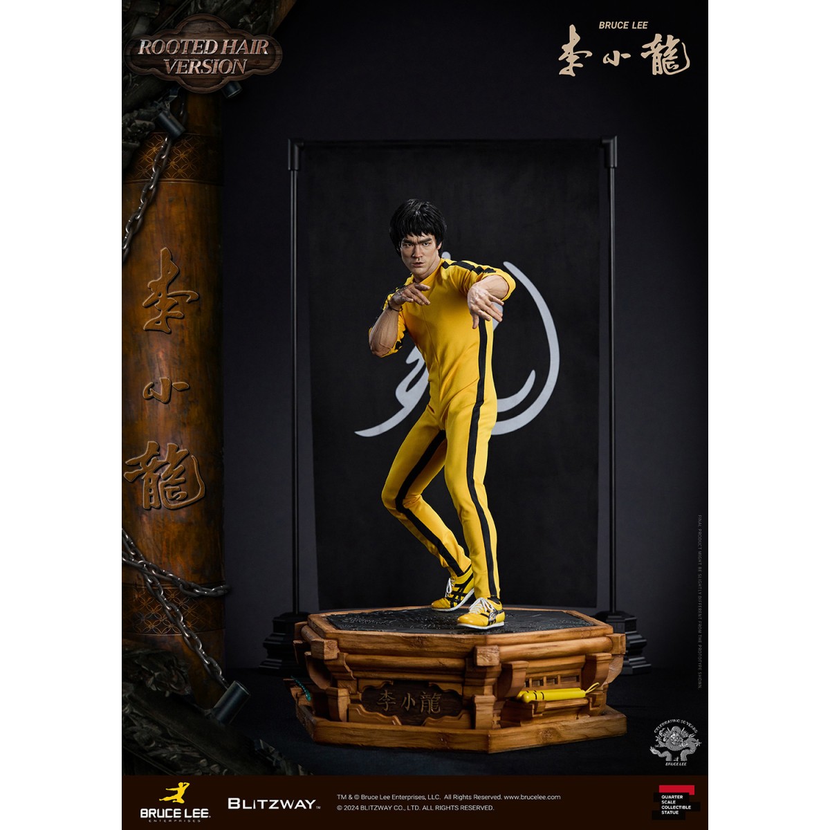 Blitzway - Bruce Lee Rooted Hair Ver. 1/4 - Homenaje 50 Aniversario - El Juego de la Muerte