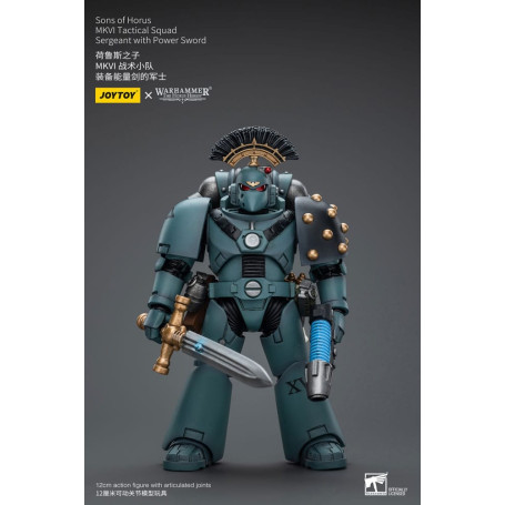 JoyToy Marines Espaciales - Hijos de Horus - MKIV Sargento de Escuadra Táctica con Espada de Poder 1/18 - Warhammer 40K