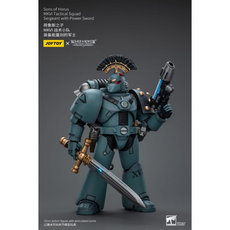 JoyToy Marines Espaciales - Hijos de Horus - MKIV Sargento de Escuadra Táctica con Espada de Poder 1/18 - Warhammer 40K