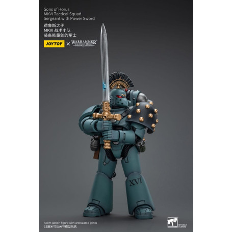 JoyToy Marines Espaciales - Hijos de Horus - MKIV Sargento de Escuadra Táctica con Espada de Poder 1/18 - Warhammer 40K