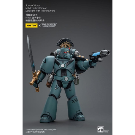 JoyToy Marines Espaciales - Hijos de Horus - MKIV Sargento de Escuadra Táctica con Espada de Poder 1/18 - Warhammer 40K