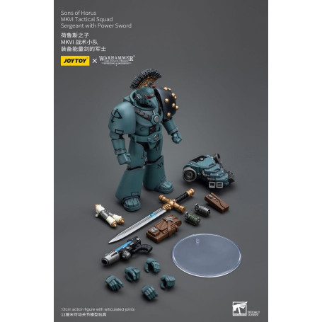 JoyToy Marines Espaciales - Hijos de Horus - MKIV Sargento de Escuadra Táctica con Espada de Poder 1/18 - Warhammer 40K