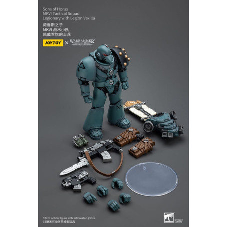 JoyToy Space marines - Sons of Horus - MKIV Tactical Squad Legionary with Legion Vexilla 2 1/18 - Warhammer 40K
