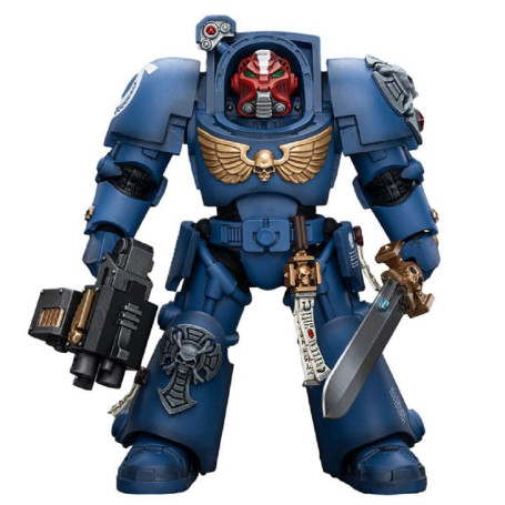 JoyToy - Ultramarines - Sargento de Escuadra Terminator con Espada de Poder y Teleportador Homer 1/18 - WH40K