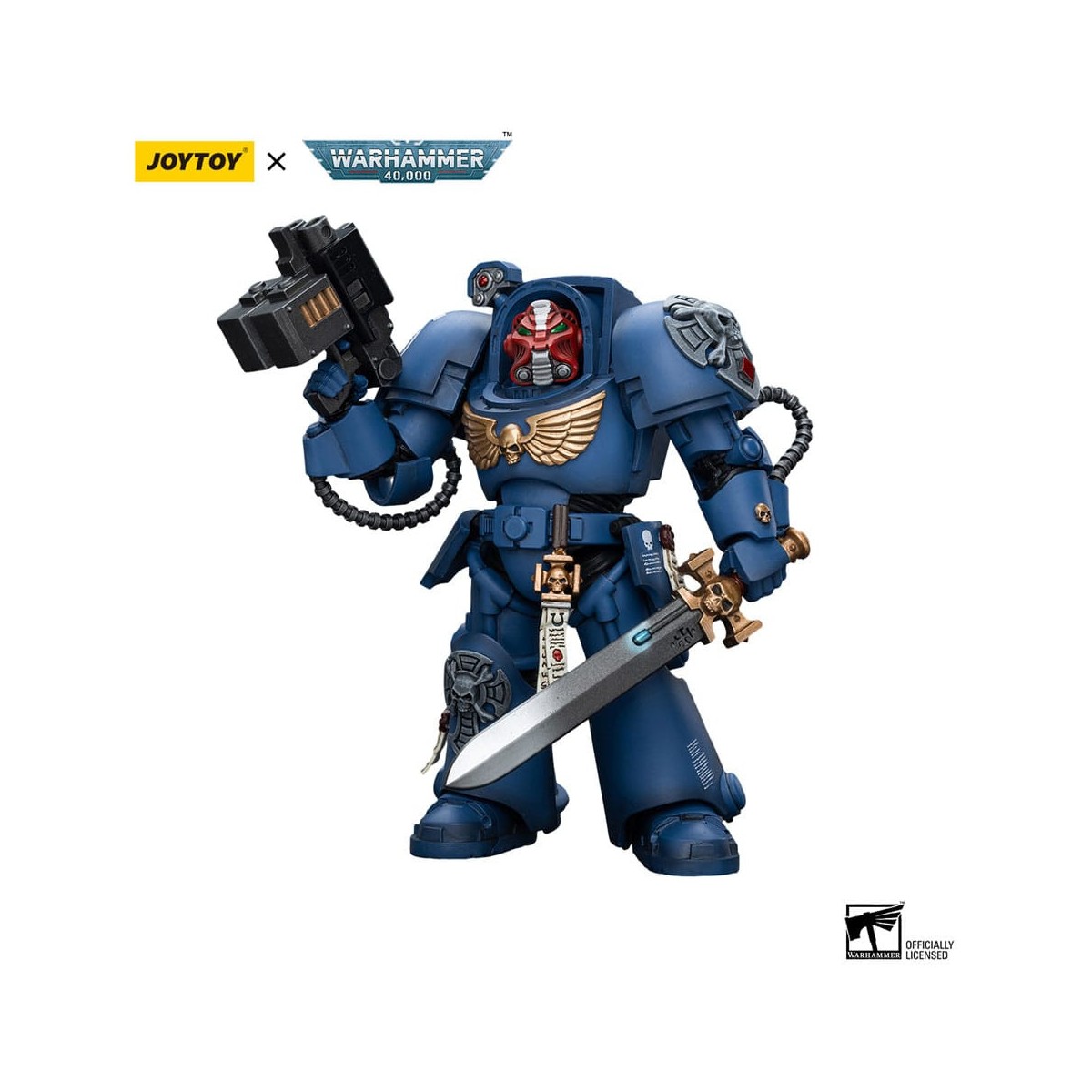JoyToy - Ultramarines - Sargento de Escuadra Terminator con Espada de Poder y Teleportador Homer 1/18 - WH40K
