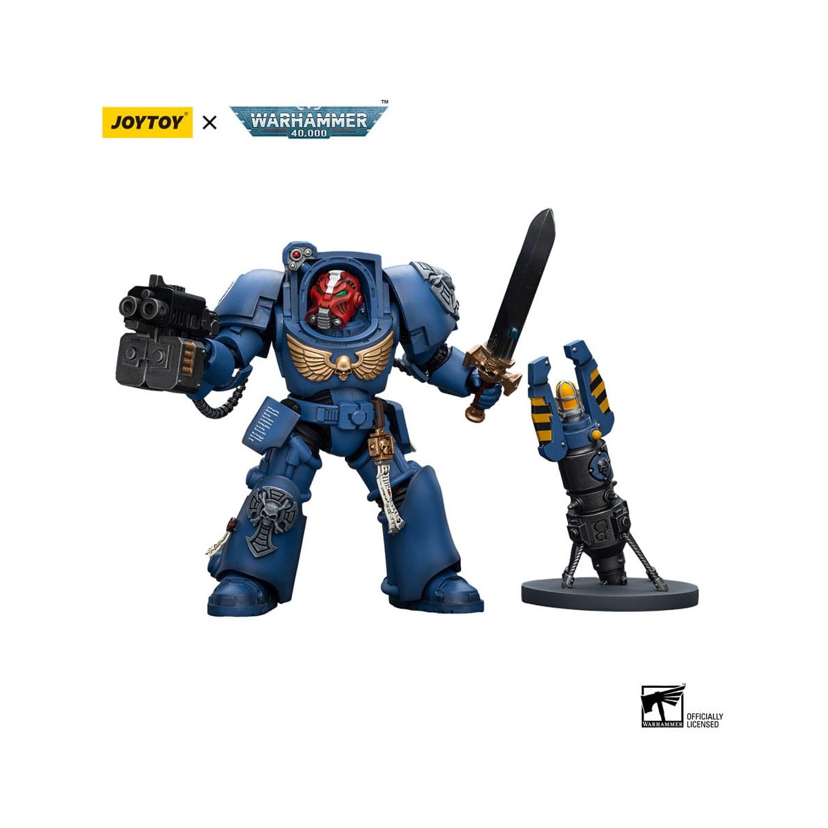 JoyToy - Ultramarines - Sargento de Escuadra Terminator con Espada de Poder y Teleportador Homer 1/18 - WH40K