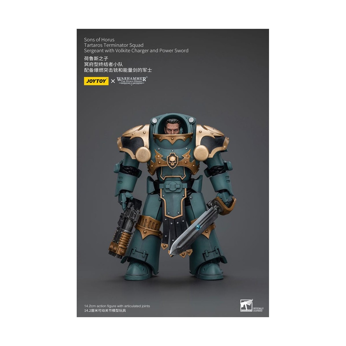 JoyToy - Sons of Horus - Sargento de Escuadra Terminator Tartaros Con Cargador Volkite Y Espada de Poder 1/18