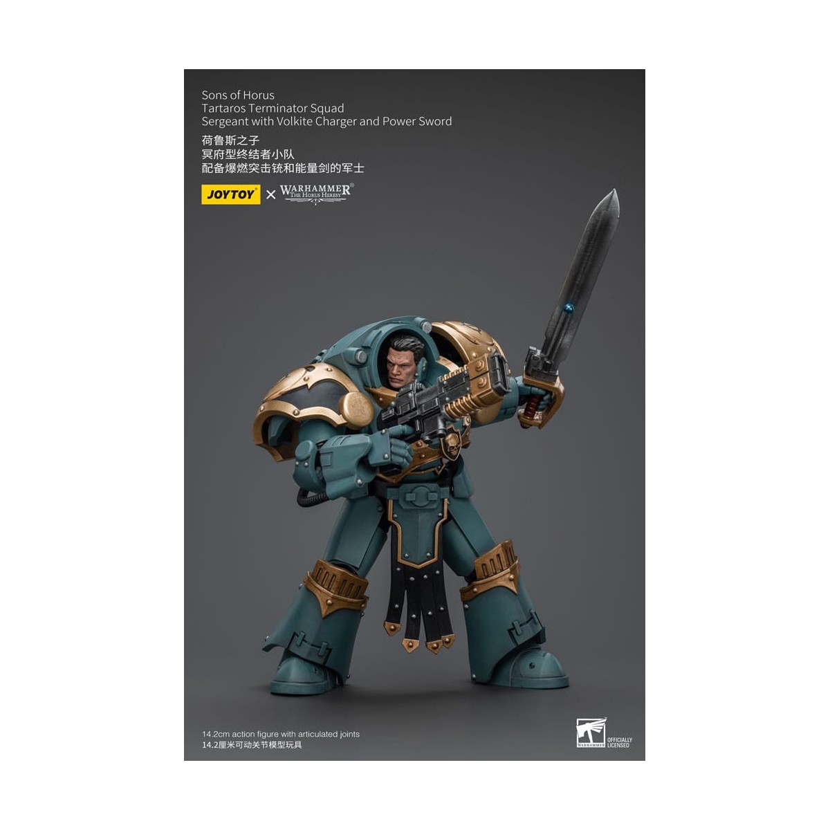JoyToy - Sons of Horus - Sargento de Escuadra Terminator Tartaros Con Cargador Volkite Y Espada de Poder 1/18
