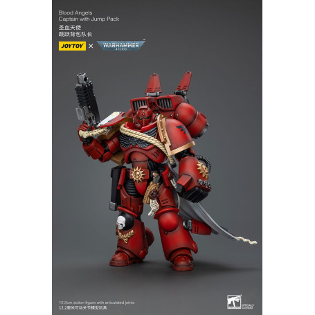 JoyToy Marines Espaciales - Blood Angels Capitán Con Jump Pack - 1/18 - Warhammer 40K
