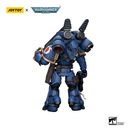 JoyToy - Marines Espaciales - Ultramarines - Jump Pack Intercesores Sargento Con Pistola De Plasma Y Espada De Poder 1/18