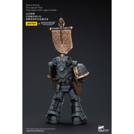 JoyToy Space Marines - Space Wolves - Grey Slayer Pack - Grey Slayer Con Legion Vexilla 1/18