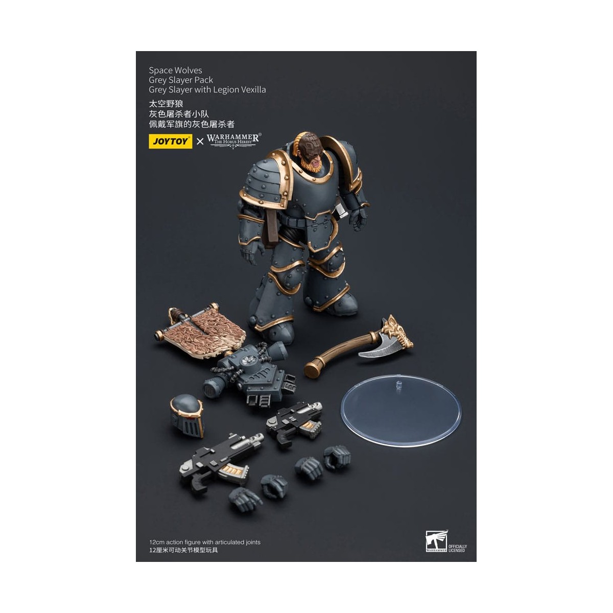 JoyToy Space Marines - Space Wolves - Grey Slayer Pack - Grey Slayer Con Legion Vexilla 1/18