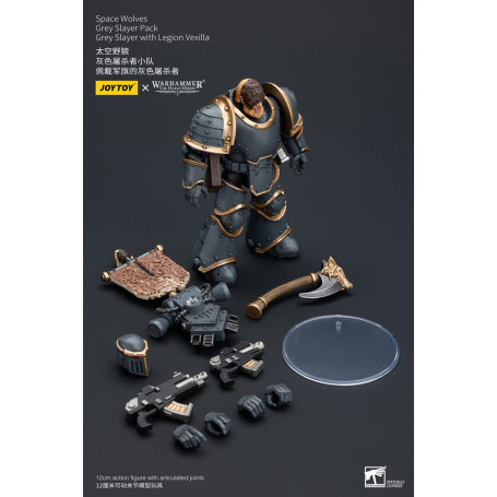 JoyToy Space Marines - Space Wolves - Grey Slayer Pack - Grey Slayer Con Legion Vexilla 1/18