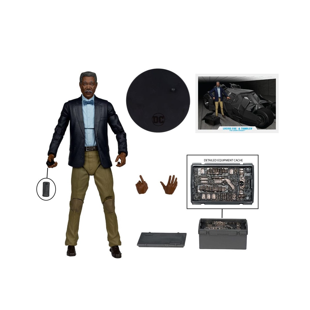 Mc Farlane - DC Multiverse - Vaso con Lucius Fox 1/12 (El Caballero Oscuro) Etiqueta Dorada