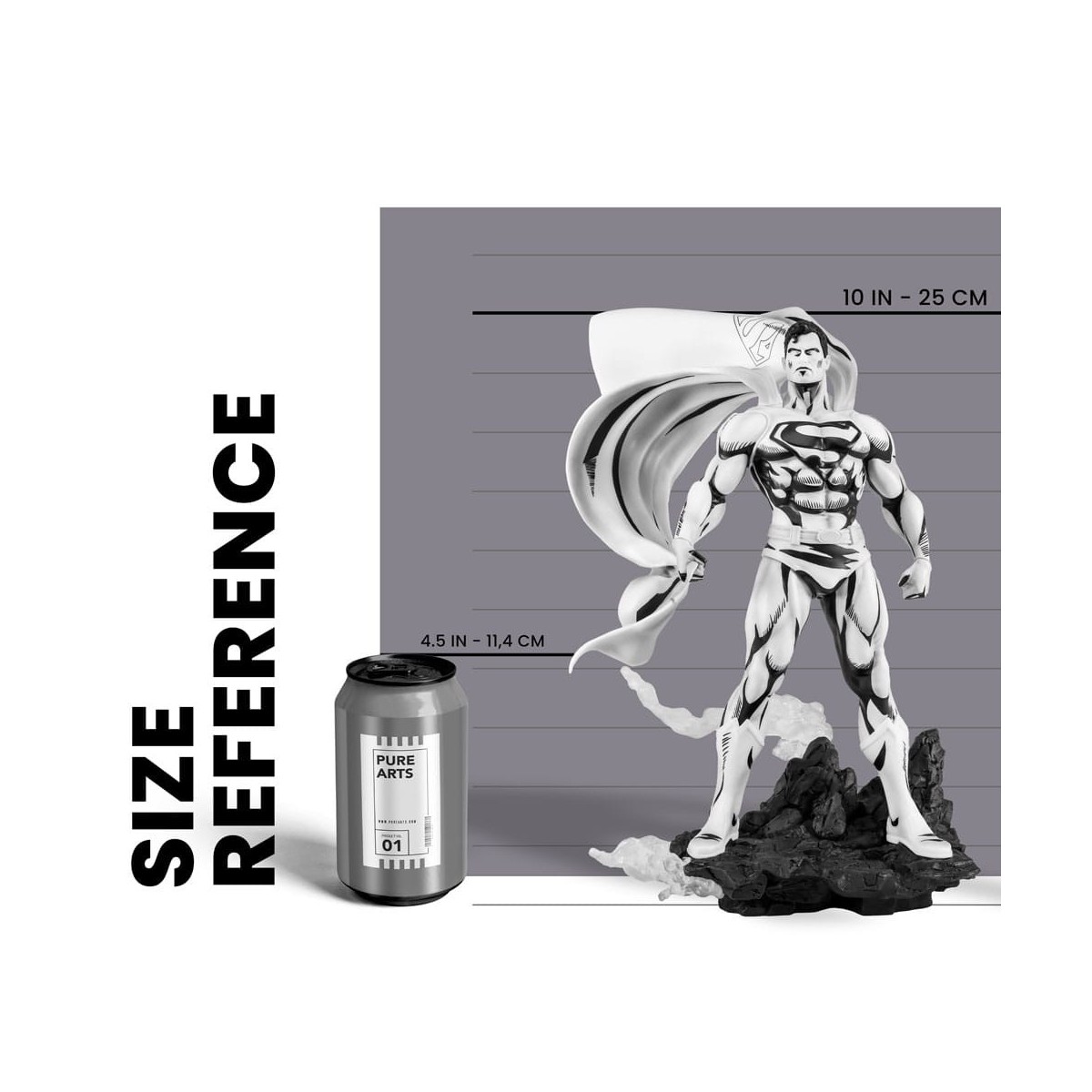 Pure Arts - Estatuilla PX - Superman Versión Blanco y Negro 1/8