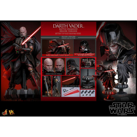 Hot toys Star Wars: Darth Vader Batalla Dañada Versión Deluxe MMS 1/6