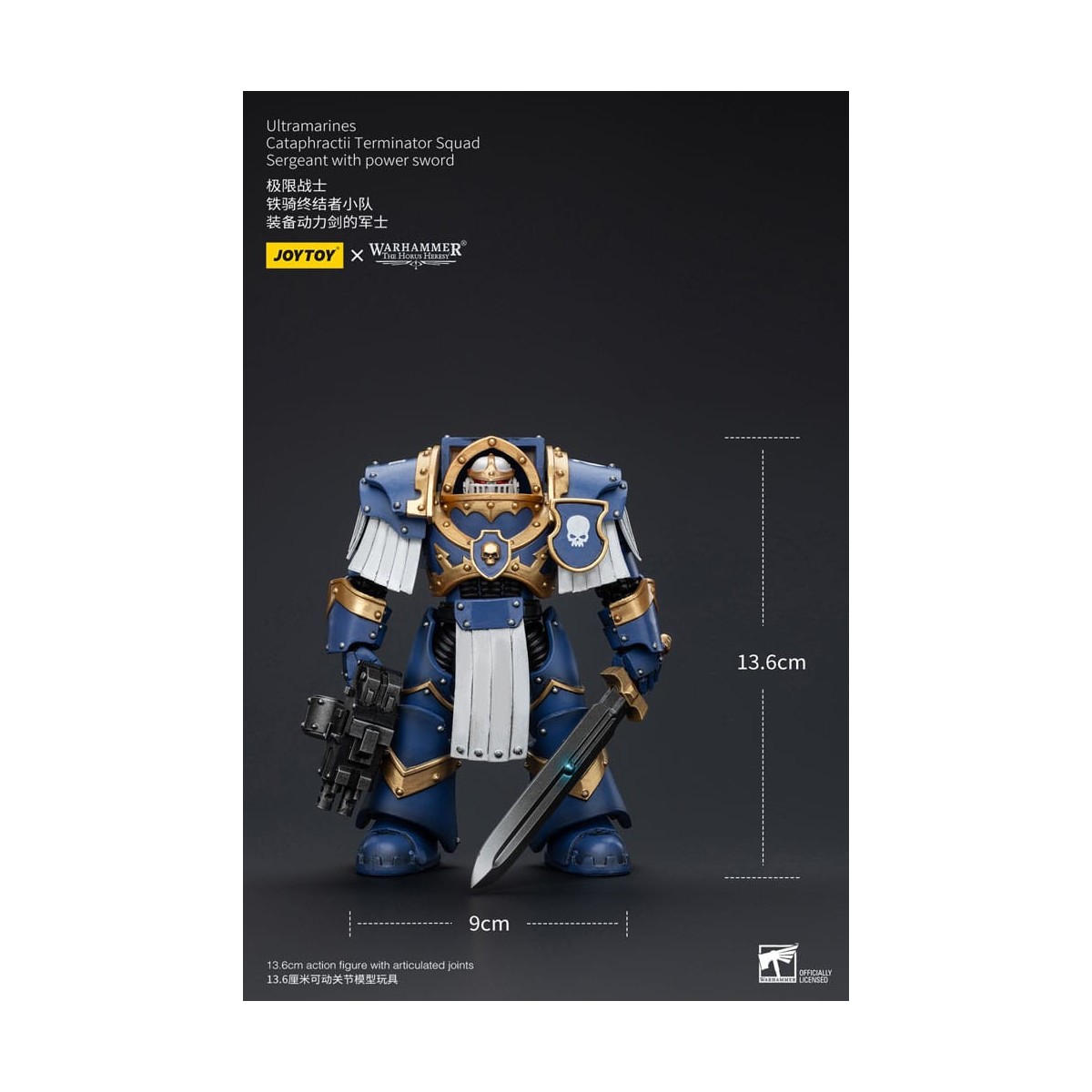JoyToy - Marines Espaciales - Ultramarines - Escuadra Terminator Cataphractii - Sargento con Espada de Poder 1/18