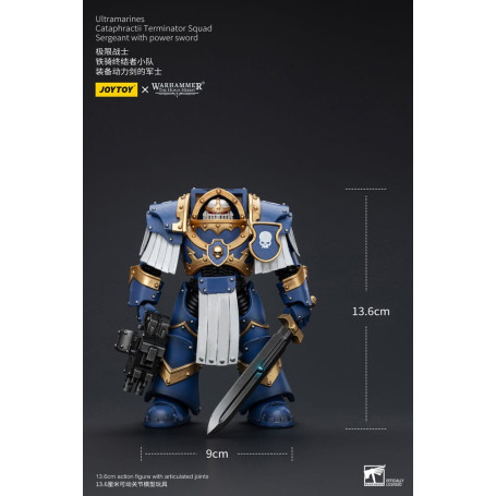 JoyToy - Marines Espaciales - Ultramarines - Escuadra Terminator Cataphractii - Sargento con Espada de Poder 1/18