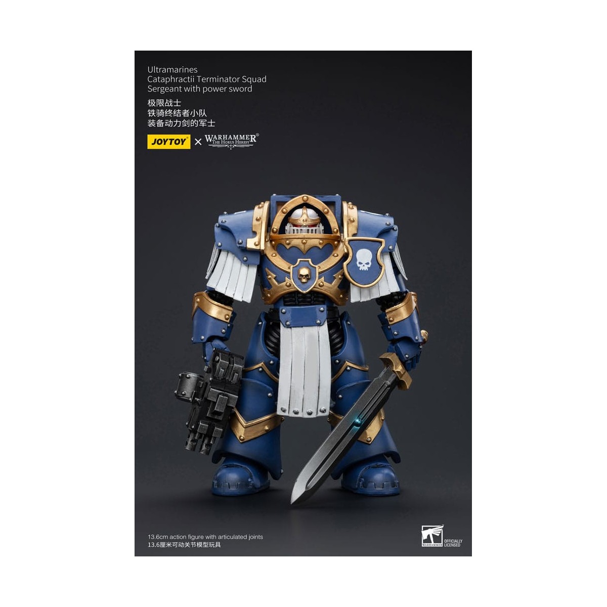 JoyToy - Marines Espaciales - Ultramarines - Escuadra Terminator Cataphractii - Sargento con Espada de Poder 1/18