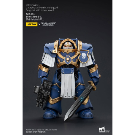 JoyToy - Marines Espaciales - Ultramarines - Escuadra Terminator Cataphractii - Sargento con Espada de Poder 1/18