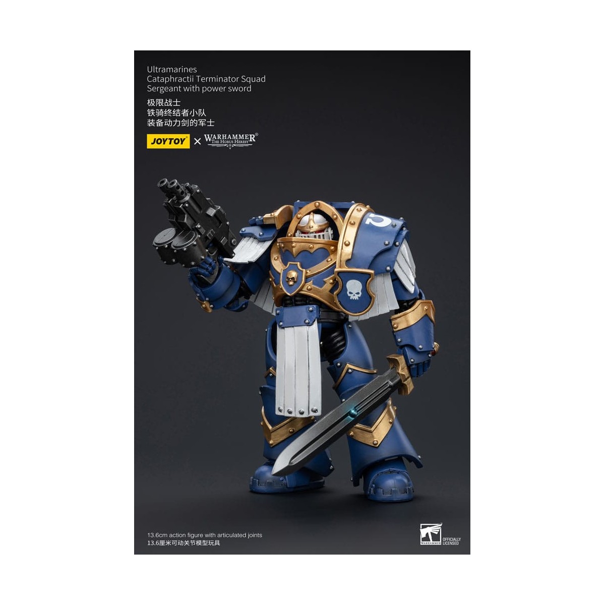 JoyToy - Marines Espaciales - Ultramarines - Escuadra Terminator Cataphractii - Sargento con Espada de Poder 1/18