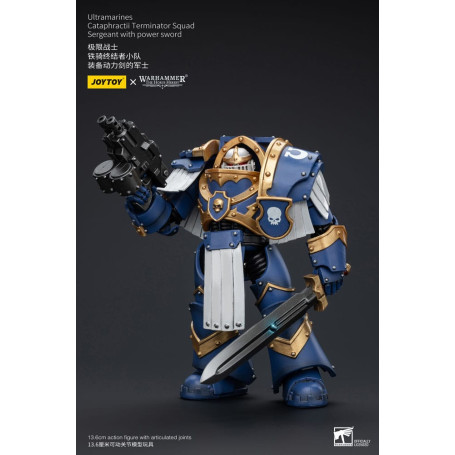 JoyToy - Marines Espaciales - Ultramarines - Escuadra Terminator Cataphractii - Sargento con Espada de Poder 1/18