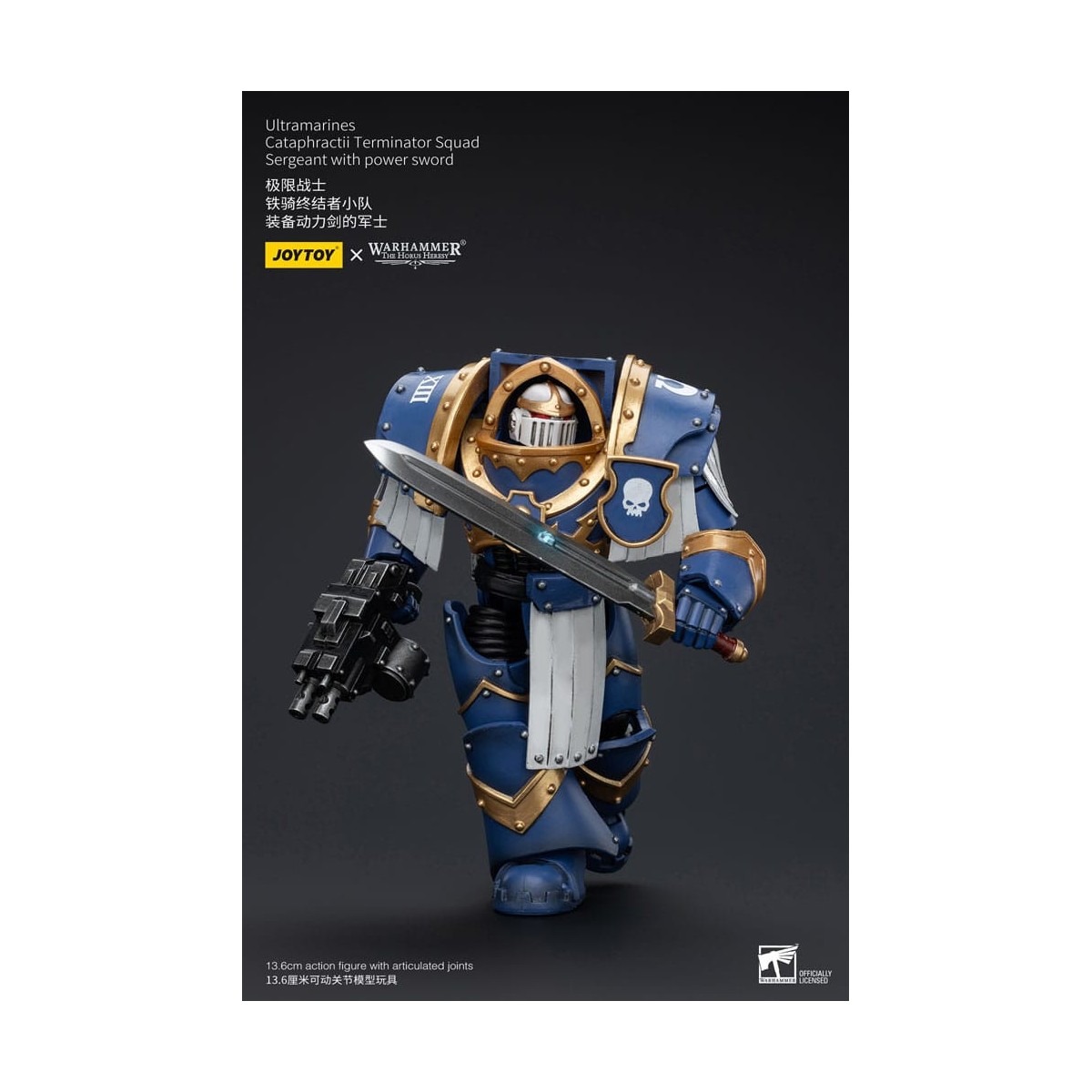 JoyToy - Marines Espaciales - Ultramarines - Escuadra Terminator Cataphractii - Sargento con Espada de Poder 1/18