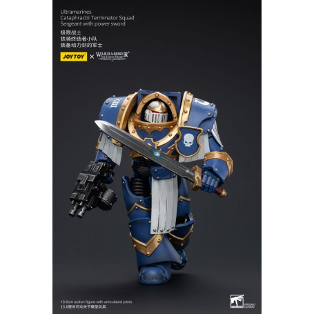 JoyToy - Marines Espaciales - Ultramarines - Escuadra Terminator Cataphractii - Sargento con Espada de Poder 1/18