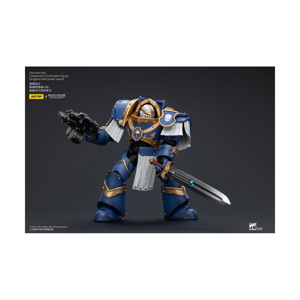 JoyToy - Marines Espaciales - Ultramarines - Escuadra Terminator Cataphractii - Sargento con Espada de Poder 1/18