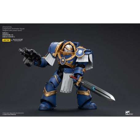JoyToy - Marines Espaciales - Ultramarines - Escuadra Terminator Cataphractii - Sargento con Espada de Poder 1/18