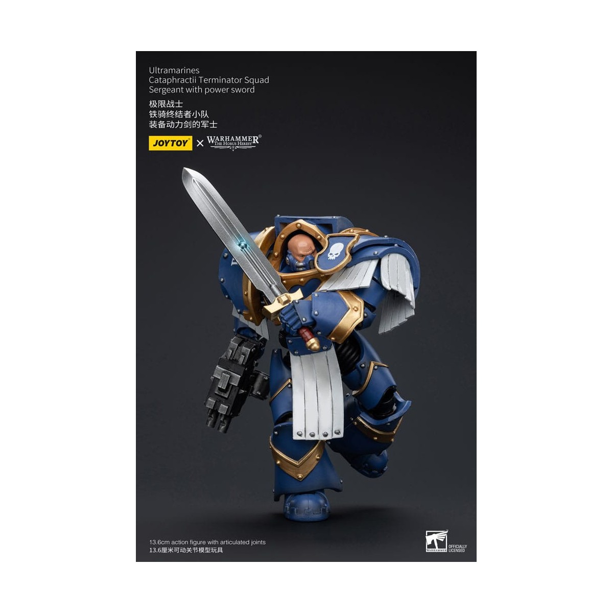 JoyToy - Marines Espaciales - Ultramarines - Escuadra Terminator Cataphractii - Sargento con Espada de Poder 1/18