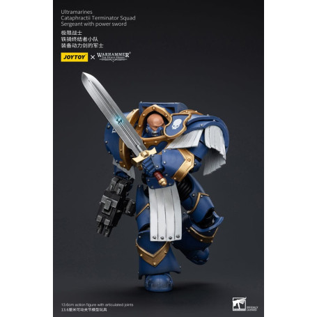 JoyToy - Marines Espaciales - Ultramarines - Escuadra Terminator Cataphractii - Sargento con Espada de Poder 1/18