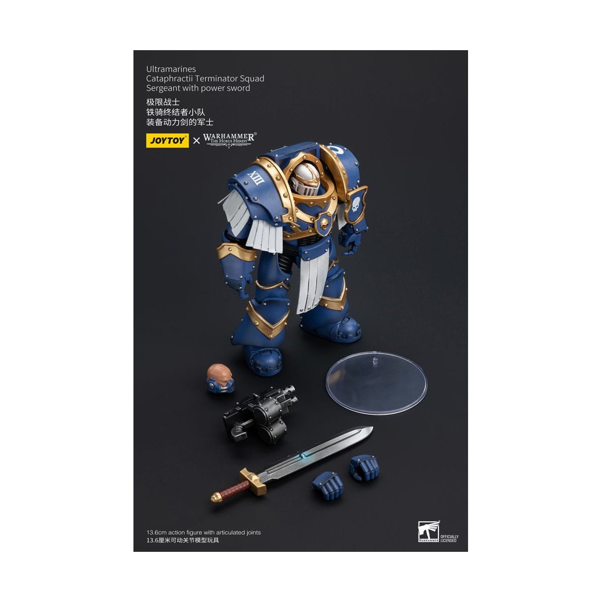 JoyToy - Marines Espaciales - Ultramarines - Escuadra Terminator Cataphractii - Sargento con Espada de Poder 1/18