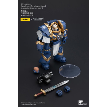 JoyToy - Marines Espaciales - Ultramarines - Escuadra Terminator Cataphractii - Sargento con Espada de Poder 1/18