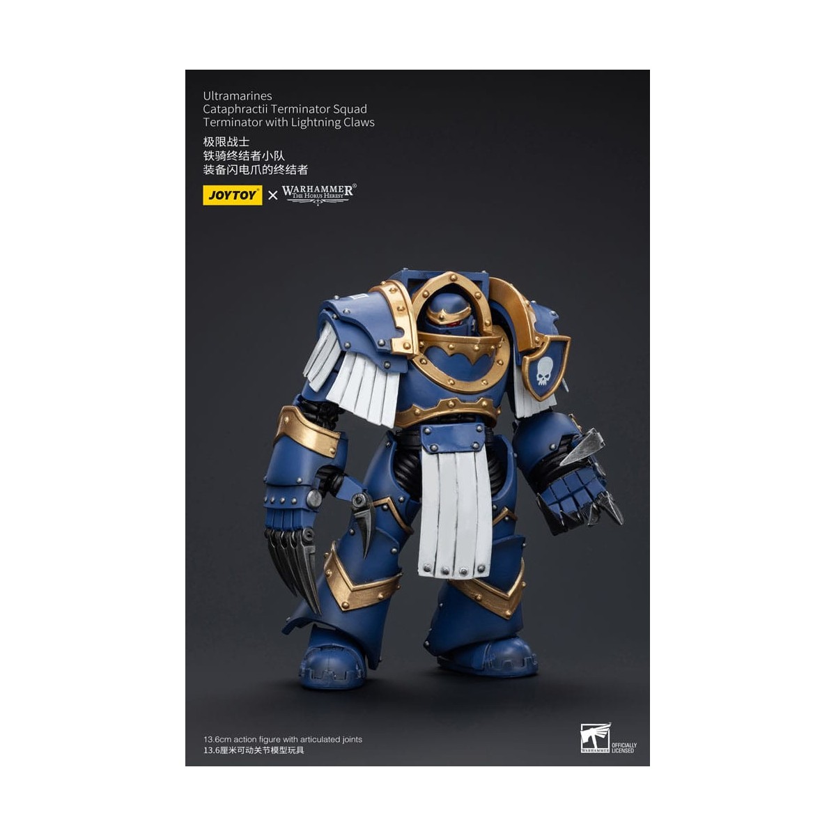 JoyToy - Marines Espaciales - Ultramarines - Escuadra Terminator Cataphractii - Terminator con Garras Relámpago 1/18