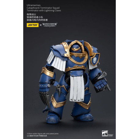 JoyToy - Marines Espaciales - Ultramarines - Escuadra Terminator Cataphractii - Terminator con Garras Relámpago 1/18